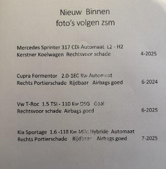 Avarii autoturisme Mercedes Sprinter 317 CDi Automaat L2 -H2. Koelwagen 2025/4