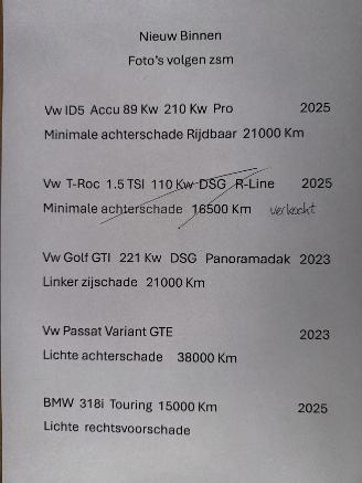 Damaged car Volkswagen ID.5 Pro  89 Kw/h. 210 Kw 2025/2