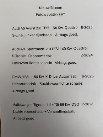 Voiture accidenté Audi A5 Avant 2.0 TFSi Quattro 2025/6