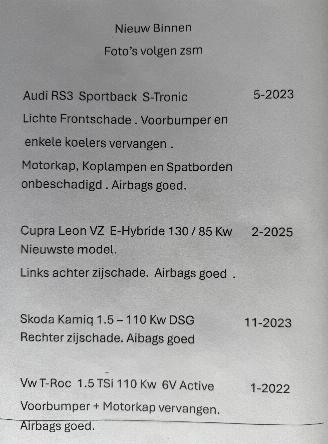 krockskadad bil auto Audi Rs3 Sportback 2.5 2023/10