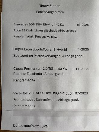 uszkodzony samochody osobowe Mercedes EQB 250 + Elektro  140 Kw Progessive 2026/3