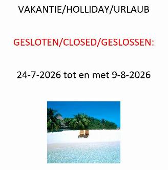 Unfallwagen Bentley  VAKANTIE/HOLLIDAY/URLAUB  GESLOTEN/CLOSED/GESLOSSEN:  24-7-2026 tot en met 9-8-2026 2026/7