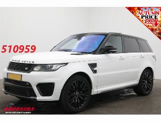 krockskadad bil auto Land Rover Range Rover sport 5.0 V8 Supercharged SVR Pano 360° HUD Memory Meridian SHZ LrHZ Carbon 2015/2
