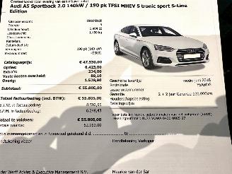 Audi A5 Sportback 2.0 TFSI 191pk aut + f1 MHEV S-line - nap - 1e eig - 3x s-line - alarm - nav - keyless - 18 inch - elektr klep picture 23